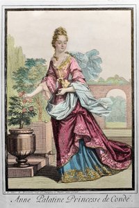 Anne Palatine, princezna z Conde (Anne de Baviere (1648-1723) (Anne Henriette Julie de Baviere) (Anne Henriette Bavorská) (Anna del Palatinato) - rytina Robert Bonnart -