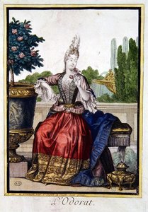 The Five Senses: Čichání (barevné gravírování)