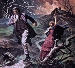 Heathcliff a Cathy z románu Na větrné hůrce