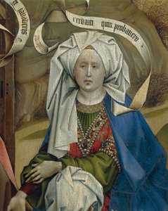 Detail představující ženu z Narození Páně od mistra Flemalle Roberta Campina (1375/1379-1444), olej na panelu, cca 1420 od Robert Campin