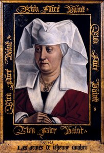 Obraz ""Portrét Marie De Pacy"" od Roberta Campina, mistra Flemalle (1378-1444) 1415-1440 Tournai. Muzeum výtvarných umění Belgie