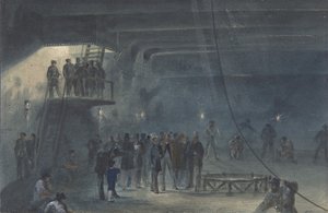 Navíjení kabelu v následné nádrži na palubě Great Eastern v Sheerness: Návštěva..., 1865-66.