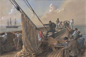 Přední paluba Velké východní vyčištěná pro první pokus o uchopení..., 1865-66.