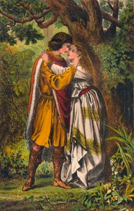 Posthumus. Moje královna! Má paní! Ó paní, už neplač. Cymbeline: Akt I, Scéna I, c1875