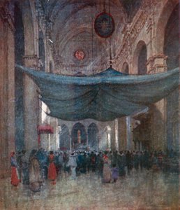 Interiér katedrály Santa Maria del Fiore (barevná litografie) od Robert Charles Goff