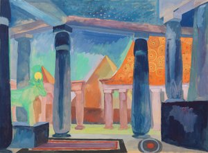 Scénický design pro Kleopatru, kolem roku 1918 (akvarel, kvaš, metalická barva a grafit na papíře) od Robert Delaunay