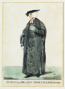 Pohled z Brazen Nose College, Oxford (ručně kolorovaný lept) od Robert Dighton