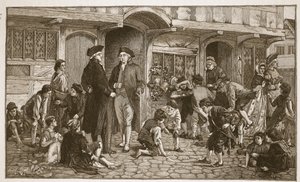 Původ nedělních škol: Hare Lane, Gloucester, 1780, ilustrace z 