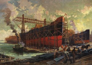 Stavba lodí v Ashbridges Bay, Toronto, 1918