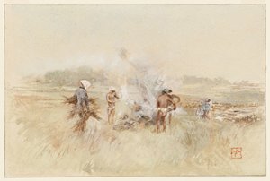 Při práci, navršování klestí na doutnající ohně od Robert Frederick Blum