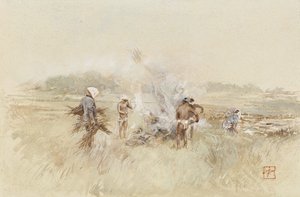 V práci hromadící štětec na doutnajících požárech, 1867-1903 od Robert Frederick Blum