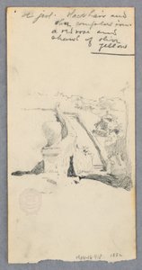 Kresba, Pohled z vyvýšeného místa na město (recto); žena držící sklenici (verso), 1882 od Robert Frederick Blum