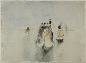 Gondoly, Canal Grande, Benátky od Robert Frederick Blum