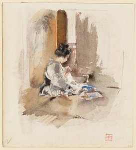 Japonská dívka šijící od Robert Frederick Blum