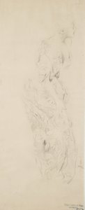 Náčrt ženy v šatech s květinovým vzorem, možná pro nástěnnou malbu Nálady k hudbě, 1893-98 (grafitová a žlutá tužka na lesklém papíru) od Robert Frederick Blum