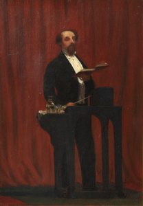 Charles Dickens při veřejném čtení, 1858 (olej na slonovině)