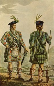 „Highland Chiefs in the Stewart and Gordon Tartans“, 1831, 1946. od Robert Havell