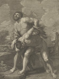 Herkules na sobě lví kůži a bojující s Achelousem, krajina v pozadí, ..., ca. 1713-72. od Robert Hecquet