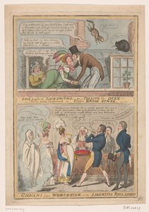 Spotpret over het huwelijk van de markies van Worcester and Anne Francis Culling Smith, 1822 Láska se směje zámečníkům -nebo- utrácení vévody!!! fraška, která se nedávno odehrála v Upper Brook Street / Giovani z Worcesteru - aneb - Libertine reclaimed (náz