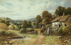 A Surrey Cottage (olej na plátně) od Robert John Hammond