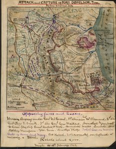 Útok a dobytí pevnosti Fort Donelson v Tenn generálem U.S. Grantem U.S.A. LOC gvhs01.vhs00078 od Robert Knox Sneden