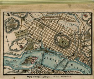 Mapa Richmondu ve Virginii...1863. LOC gvhs01.vhs00051 od Robert Knox Sneden