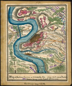 Mapa postavení povstalců u Vicksburgu, Miss., květen 1863. LOC gvhs01.vhs00140 od Robert Knox Sneden