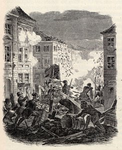 Boje na barikádách u radnice Cölln v Berlíně v noci z 18. na 19. března 1848. od Robert Kretschmer