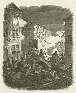 Boj na barikádě před radnicí Kolln v Berlíně v noci z 18. na 19. března 1848 od Robert Kretschmer
