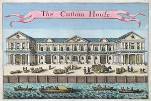 Celnice, z „Knihy vyhlídek pozoruhodných míst v City of London ao nich“, kolem roku 1700 od Robert Morden