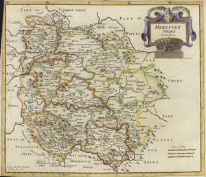 Mapa Hertfordshire (barevná rytina)
