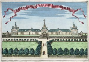 Nemocnice v Betlémě, z knihy „Kniha vyhlídek pozoruhodných míst v City of London ao nich“, kolem roku 1700 od Robert Morden