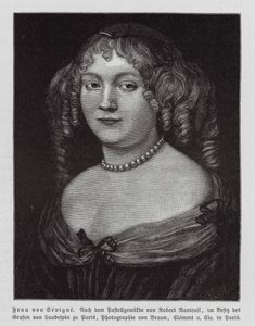 Madame de Sevigne, francouzská spisovatelka (rytina)