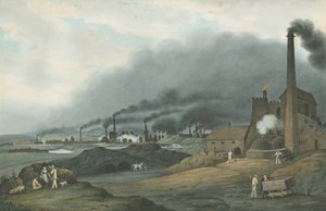 Bilston - Bradley Iron Works: malba vodovými barvami, 1837
