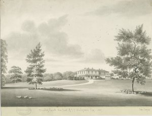 Moseley Court: sépiová lavírovaná kresba, 1837