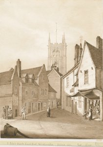 Wolverhampton - Kostel svatého Petra: sépiová kresba, 1838