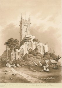 Wolverhampton - Kostel svatého Petra: sépiová kresba, 1838