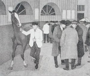 Obchodníci s koňmi v Barbakanu (Barbican č. 2) 1921 (litho) od Robert Polhill Bevan