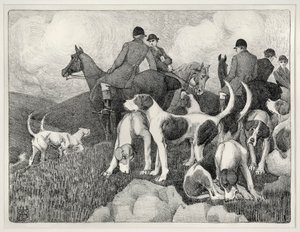 Lovecká scéna (litho) od Robert Polhill Bevan