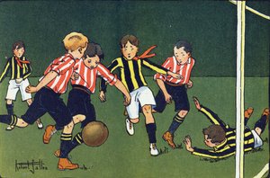 Fotbal. Rytí do „“ Co hrajeme? “” od E. Webera s akvarelovými kresbami Roberta Sallese (1871-1929). Knihovna Garnier Freres, Paříž od Robert Salles