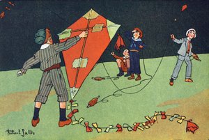 Létající drak. Rytí do „“ Co hrajeme? “” od E. Webera s akvarelovými kresbami Roberta Sallese (1871-1929). Knihovna Garnier Freres, Paříž od Robert Salles