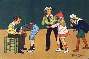 Teplá ruka. Rytí do „“ Co hrajeme? “” od E. Webera s akvarelovými kresbami Roberta Sallese (1871-1929). Knihovna Garnier Freres, Paříž