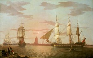 Indická loď "Warley", jedna z nejdůležitějších lodí Britské východoindické společnosti, popsaná ve třech polohách u Blackwallu (Anglie)