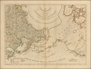 Mapa z roku 1775 - Ruské objevy, z mapy vydané Petrohradskou císařskou akademií od Robert Sayer
