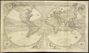 Nová mapa světa na dvou polokoulích s novými objevy a traktáty dvou Circum Navigators viz 