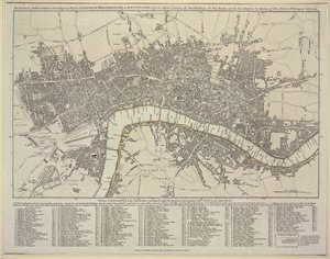 Plán Londýna, Westminsteru a Southwarku od Robert Sayer