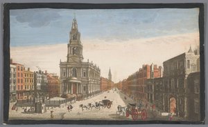 Pohled na Somerset House a kostel Saint Mary-le-Strand v Londýně Pohled na Somerset House s kostelem St. Marys ve Strand London (titul na objektu) Londýn (název série) od Robert Sayer