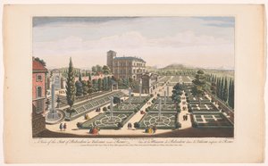 Pohled na Giardini Vaticani ve Vatikánu Pohled na sídlo Belvedere ve Vatikánu u Říma (titul na objektu) Řím (název série) od Robert Sayer