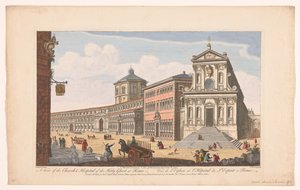 Gezicht op de kerk Santo Spirito in Sassia te Rome Pohled na kostel a nemocnici Ducha svatého v Římě (název na objektu) Řím (název série) od Robert Sayer