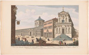 Gezicht op de kerk Santo Spirito in Sassia te Rome Pohled na kostel a nemocnici Ducha svatého v Římě (název na objektu) Řím (název série) od Robert Sayer